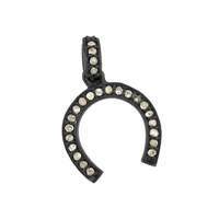 Rhodium Silver Horseshoe Diamond Charm 17mm