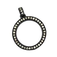 Rhodium Silver Circle Diamond Charm 19mm