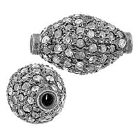 Rhodium Sterling Silver Rice Diamond Bead B-4