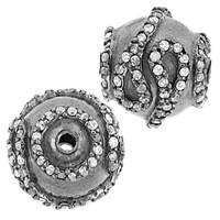 Rhodium Sterling Silver Scroll Ball Diamond Bead