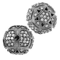 Rhodium Sterling Silver Ball Diamond Bead B-14