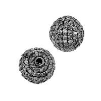 Rhodium Sterling Silver Diamond Ball Bead