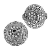 Rhodium Sterling Silver Ball Diamond Bead B-16