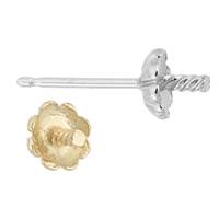 18K FLUTED PEARL STUD EARRING