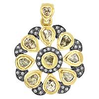 Rhodium Silver Diamond Flower Pendant 26mm