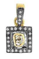 Rhodium Silver Rectangle Diamond Charm 11mm