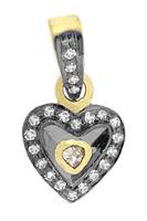 Rhodium Silver Heart Diamond Charm 11mm