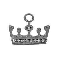 Rhodium Silver Crown Diamond Charm 15mm