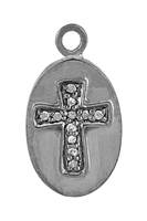 Rhodium Silver Cross Diamond Charm 18mm