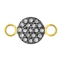 Rhodium Sterling Silver Disc Diamond Connector C-3