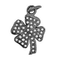 Rhodium Silver Lucky Clover Diamond Charm 17mm