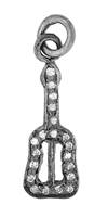 Rhodium Silver Guitar Diamond Charm 20mm