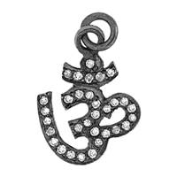 Rhodium Silver Diamond Ohm Charm 16.0mm