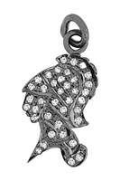 Rhodium Silver Trojan Warrior Diamond Charm 20mm