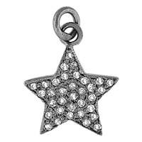 Rhodium Silver Star Diamond Charm 14mm