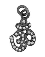 Rhodium Silver Diamond Ohm Charm 16mm