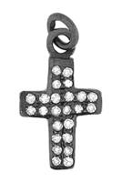 Rhodium Silver Cross Diamond Charm 16mm