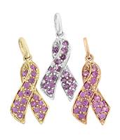 14K Diamond Breast Cancer Ribbon Charms (A)