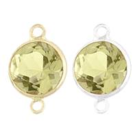 14K Gold Round Bezel Set Lemon Quartz Connector