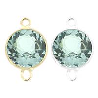 14K Gold Round Bezel Set Blue Topaz Connector