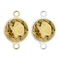 14K Gold Round Bezel Set Citrine Connector