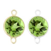 14K Gold Round Bezel Set Peridot Connector