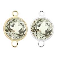 14K Gold Round Bezel Set White Topaz Connector