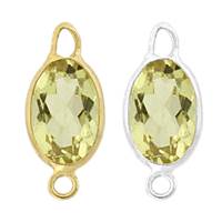 14K Gold Oval Bezel Set Lemon Quartz Connector