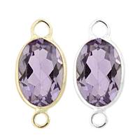 14K Gold Oval Bezel Set Amethyst Connector