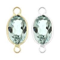 14K Gold Oval Bezel Set Blue Topaz Connector