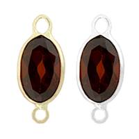 14K Gold Oval Bezel Set Garnet Connector