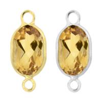 14K Gold Oval Bezel Set Citrine Connector