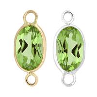 14K Gold Oval Bezel Set Peridot Connector