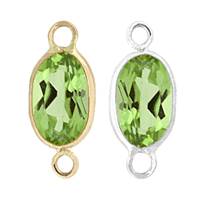 14K Gold Oval Bezel Set Peridot Connector