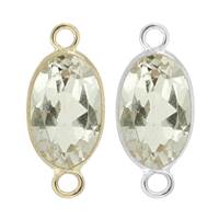 14K Gold Oval Bezel Set White Topaz Connector