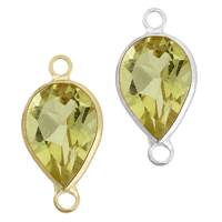 14K Gold Pear Bezel Set Lemon Quartz Connector