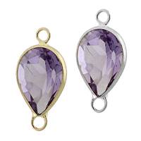 14K Gold Pear Bezel Set Amethyst Connector