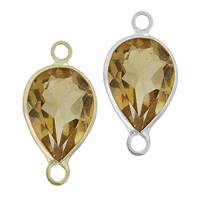 14K Gold Pear Bezel Set Citrine Connector