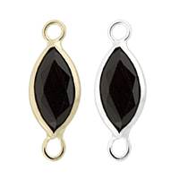 14K Gold Marquise Bezel Set Black Spinel Connector