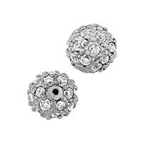 Rhodium Plated Silver  Cubic Zirconia Round Beads