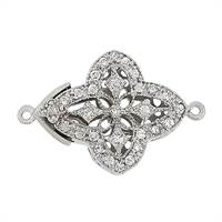 Rhodium Silver Filigree Cubic Zirconia Clasp 20mm