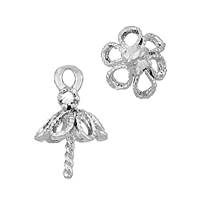 Rhodium Silver Cubic Zirconia Filigree Pearl Drop