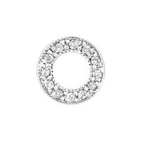 Rhodium Silver Cubic Zirconia Circle 8.0mm Connector