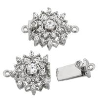 Rhodium Silver Snow Filigree Cubic Zirconia Clasp 12mm