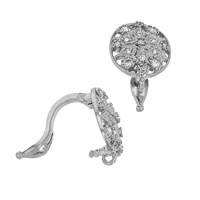 Rhodium Sterling Silver 11X9mm With Ring Cubic Zirconia Filigree Oval Enhancer
