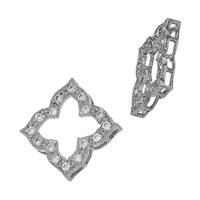 Rhodium Sterling Silver Cubic Zirconia Square Connector