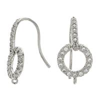 Rhodium Sterling Silver Cubic Zirconia Circle Earwire Earring