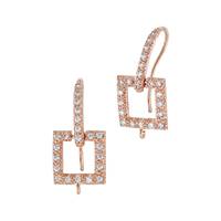 Rose Gold Vermeil Cubic Zirconia Square Earwire Earring