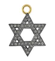 Rhodium Silver Jewish Star Diamond Charm 24mm