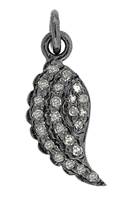 Rhodium Silver Leaf Diamond Charm 15mm